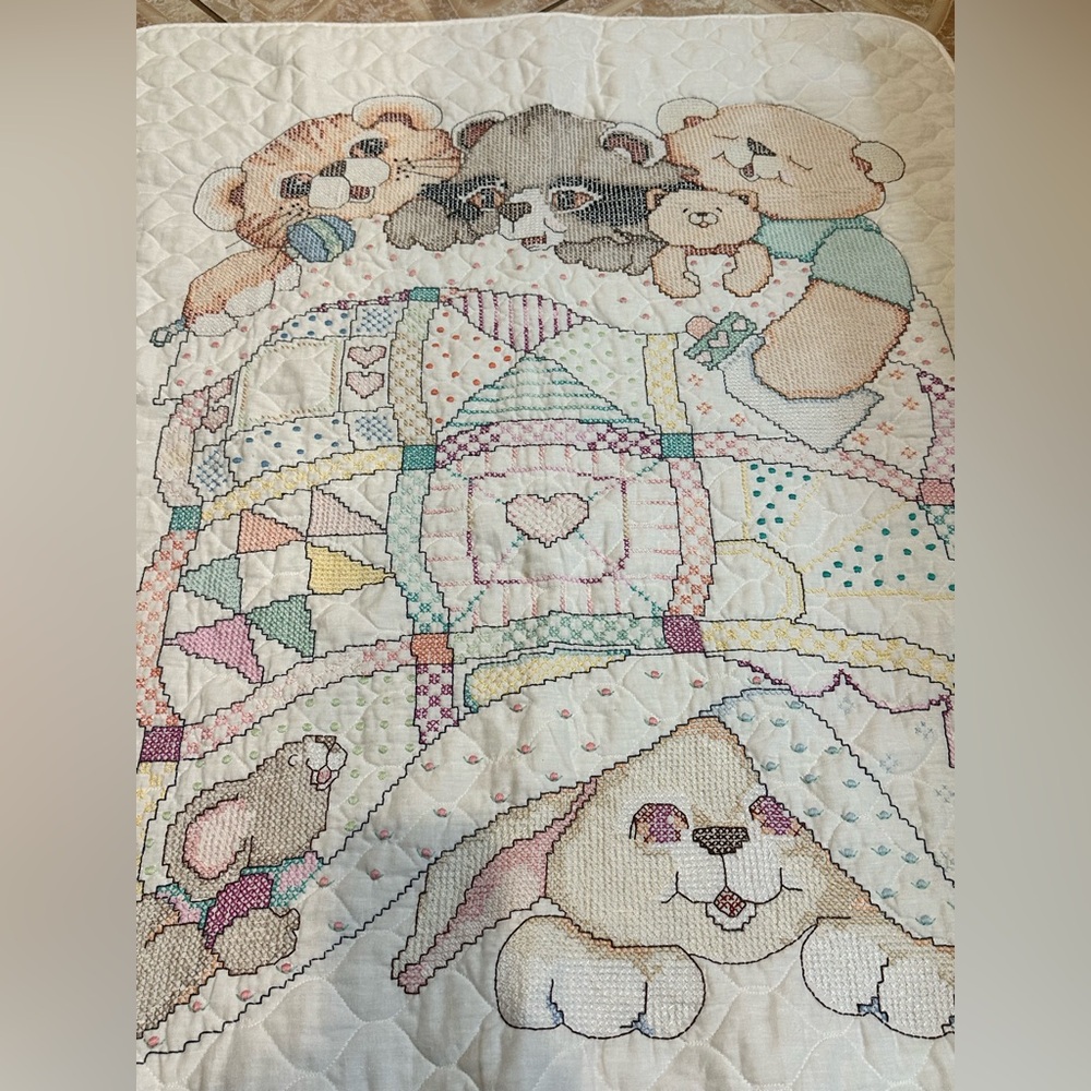 Bucilla Stamped Cross Stitch Crib Cover